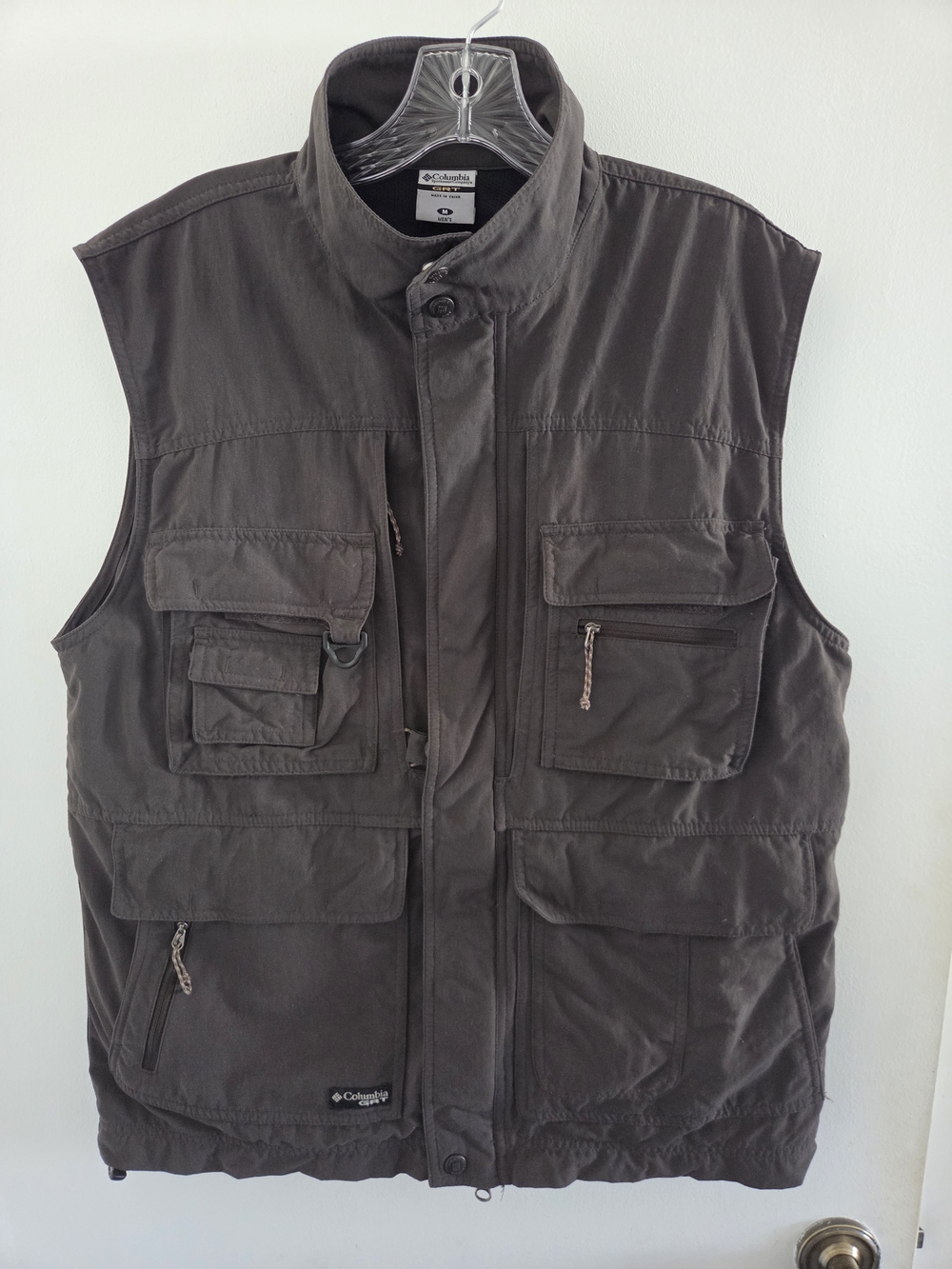 Vintage Columbia GRT Vest Men's Medium Brown Full Zip Outdoor Fishing